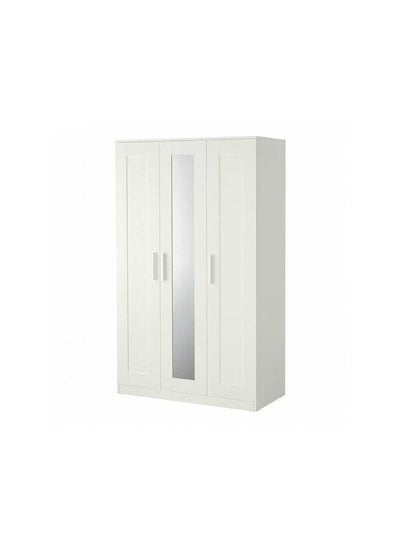 Buy Royal white 3-door wooden wardrobe with mirror in Saudi Arabia