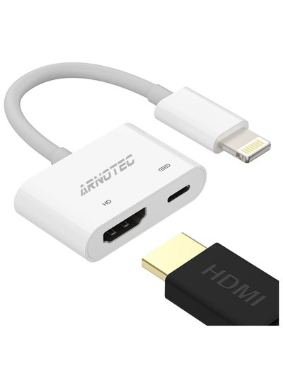 Buy HDMI Adapter for iPhone to TV iPad to HDMI 1080P HD Digital AV Adapter(No Need Power) Video & Audio Sync Screen Connector Compatibility with iPhone 14/13/12/11/X/8/iPad/to HDTV Projector Monitor in Saudi Arabia