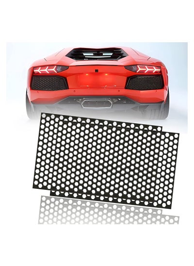 اشتري Rear Light Cover, 2pcs Universal Car Rear Tail Light Lamp Stickers Honeycomb Type Decal Car DIY Self Adhesive Tint Film Sheet for Rear Light Cover Taillight, Universal Cars Decoration 48x30cm (Black) في الامارات