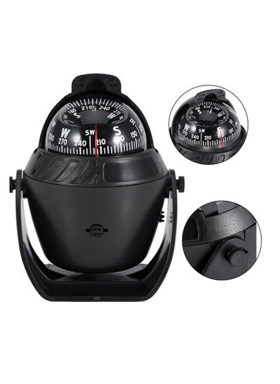 اشتري LED Lights Illuminated Light Up Pivoting High Precision Compass, Electronic Digital Navigation Compass for Marine Boat Truck Car (Black) في الامارات