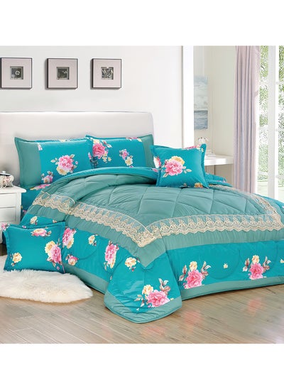 Buy 4 Pieces Single Size 160x210Cm Comforter Set Medium Filling Bedding Set for All Season Includes 1Comforter 1Bedsheet 1Pillow Shams and 1Cushion cases in Saudi Arabia