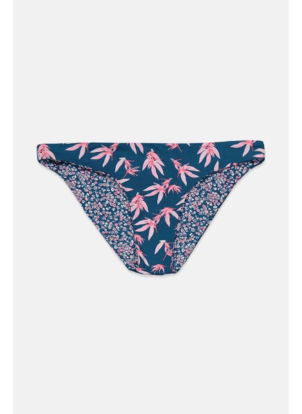 Buy Women Floral Print Bikini Bottom, Blue Combo in Saudi Arabia