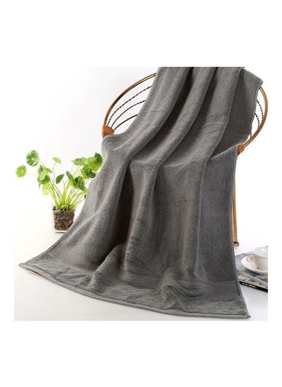 Buy Large Pure Cotton Bath Towel Grey 70X140cm in Saudi Arabia