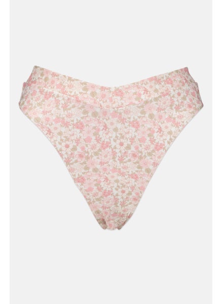 Buy Women Floral Print Pull On Bikini Bottom, Pink Combo in UAE