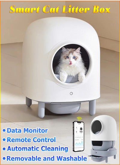 Buy Smart Cat Litter Box - Self Cleaning and Odor Removal - Free Your Hands - Remote Control and Data Monitor - Intelligent Sensing Objects - Automatic Collection of Feces - 56L Large Pet Toilet House in Saudi Arabia