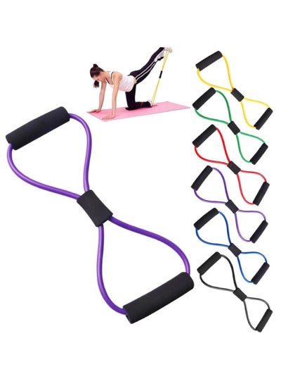 اشتري 1Pcs Exercise Band 8 Up Resistance Bands for Fitness Exercise, Yoga, Pilates, Home Endurance Pull Up Band في مصر