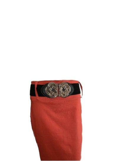 Buy Women lycra belted burnt orange skirt in Egypt