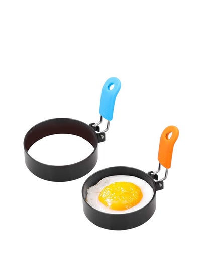 اشتري Egg Ring, Stainless Steel Cooking Rings Set, Round Omelette Mold for Frying English Muffins Pancake Sandwiches, Breakfast Household Mold, Sandwich Hamburger 2 Pack في الامارات