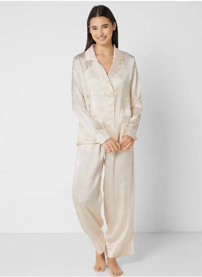 Buy Satin T-shirt Pyjama Set in UAE