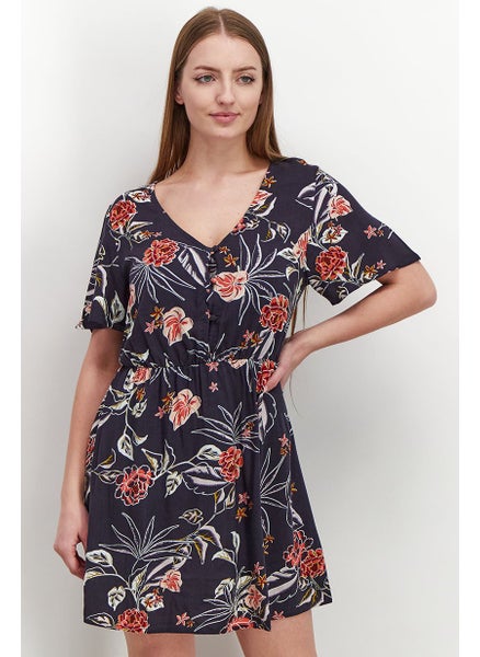 اشتري Women All Over Print Mini Casual Dress, Indigo Combo في السعودية