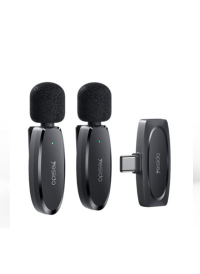 Buy Dual Wireless Microphone, Type-C Connector, Yesido KR13 Black in Egypt