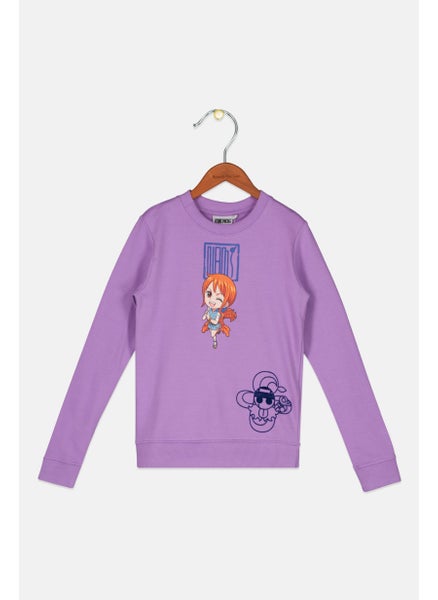 Buy Kids Girl Crew Neck Nami Sweatshirt, Purple in UAE