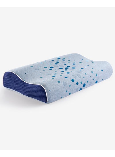 Buy Latex Plus Curve Pillow - Elite Latex Plus For Comfort And Support. Pamper Your Head And Neck - Knitted Fabric., Blue, Pack of 1 in UAE