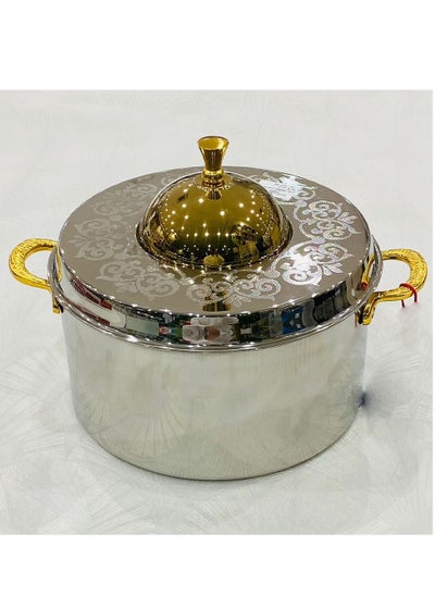 Buy Double Wall Stainless Steel Cooking Pot With Dome Lid Gold, Silver in Saudi Arabia