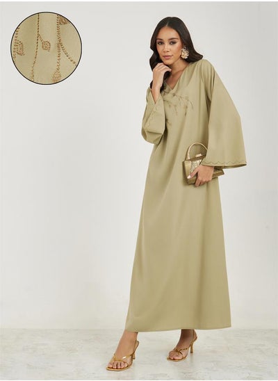 Buy Embellished Long Bell Sleeves Jalabiya in Saudi Arabia