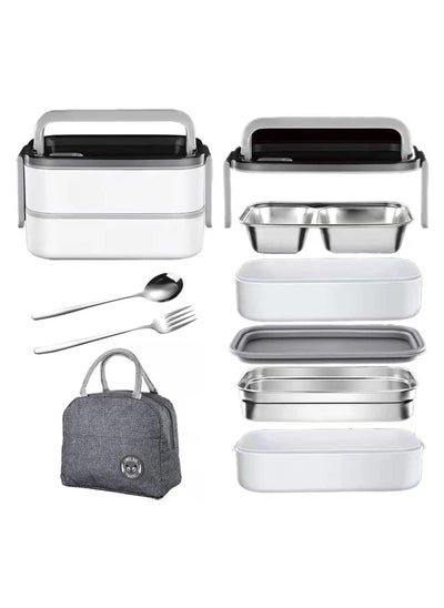 Buy Stainless Steel Bento Lunch Box,1400ml 2 Layer Meal Lunch Container With Bag in UAE