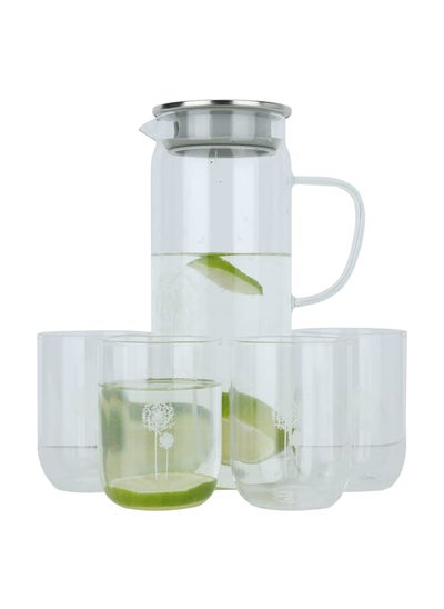 Buy Clear Glass Jake Set With 5-Piece Glasses in Saudi Arabia