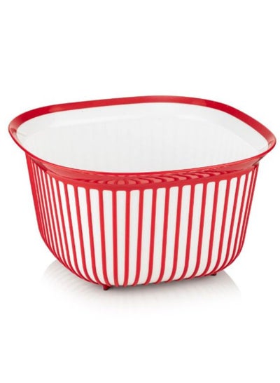 Buy plastic bowl durable bowl for storage, mixing, serving and eating. non-slip and easy grip. great for indoor and outdoor use, 4 liter.red in Egypt