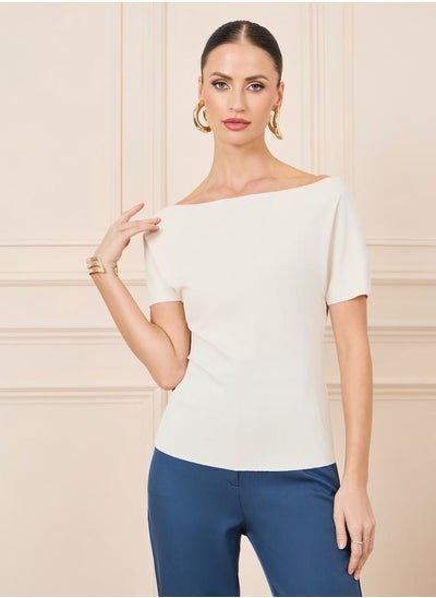 Buy Off Shoulder Fitted Knit Top in Saudi Arabia