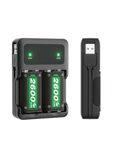 اشتري Fast Charging 2 x 2600mAh Xbox Controller Battery Pack with Charger for Xbox One/Xbox Series X/Xbox Series S/Xbox One X|S, High Capacity Rechargeable Battery Pack Xbox Accessories في السعودية