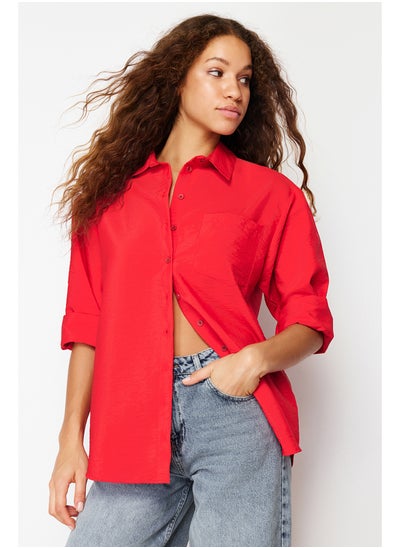 Buy Red Wide Fit Oversize Woven Shirt TWOSS24GO00064 in Egypt