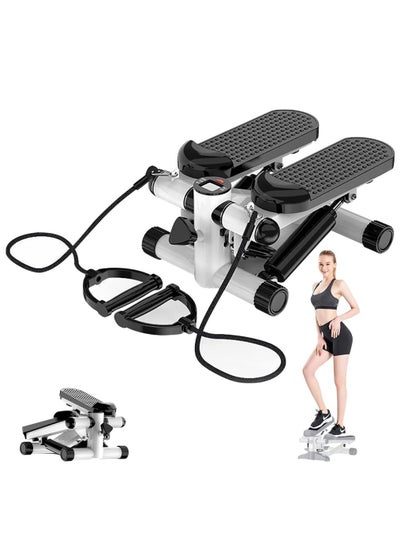 Buy Mini Stepper Trainer with Resistance Band Portable Stair Stepper Exercise Machine Adjustable Fitness Bike Pedal Stepper Air Climber Pedal Exerciser 120KG Loaded LCD Monitor for Home Office Workout in Saudi Arabia