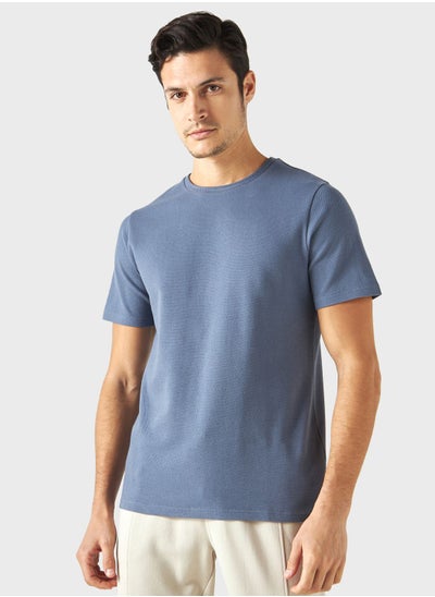 Buy Textured Crew Neck T-Shirt in Saudi Arabia