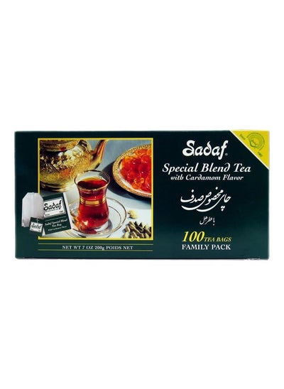 Buy Sadaf Cardamom Tea Bags - Special Blend Tea with Cardamom - Cardamom Ceylon Black Tea - Quicktea Product harvested in Sri Lanka - Family Pack - 100 Tea Bags in UAE