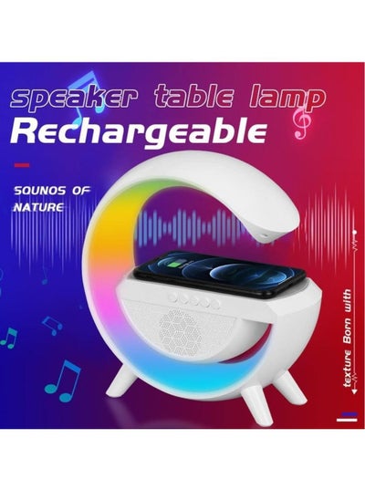 Buy LED Wireless Charger Atmosphere Lamp With Bluetooth Speaker And Light Up Wireless Speaker Intelligent LED Table Lamp Color Changing Bedside Table Light For Home And Bedroom Decor in UAE