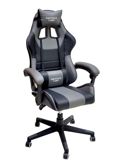 Buy SBF High Back Gaming Chair - Premium Leather, Padded Armrests, Adjustable Height, Headrest Cushion & Reclining Backrest, Swivel Office Computer Chair, Grey Black in UAE