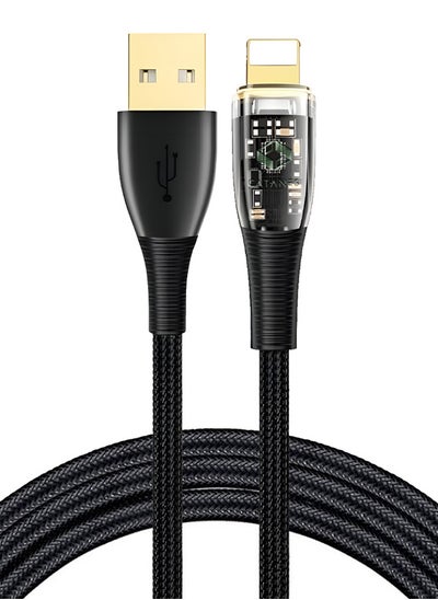 اشتري USB Cable to Lightning Fast Charging Cable Transparent Adapter Fast Charging Cable Black 1M في الامارات