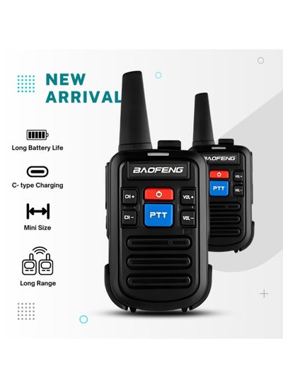 اشتري 5W Two Way Mini Radio Handheld New Model Mini Walkie Talkie Radio USB-C Charger Radio 2pc في الامارات