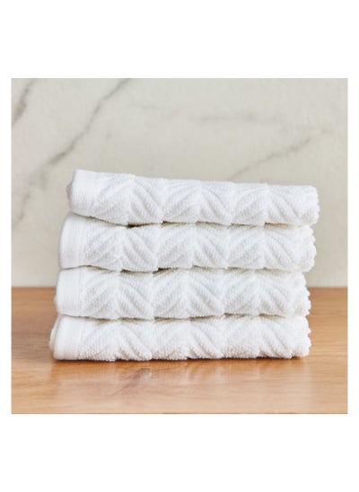 Buy Lucia 600 GSM Turkish Cotton 4-Piece Fingertip Towel Set 30x30cm. in Saudi Arabia