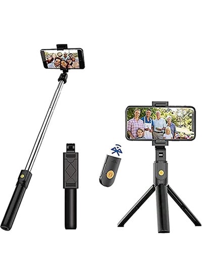 اشتري Selfie Stick Tripod, 3 in 1 Extendable Selfie Stick Stand with Wireless Remote Phone Holder Compatible with Android Smartphone and iPhone في السعودية