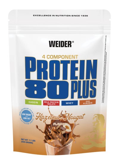 Buy Protein 80 Plus - 500g, Hazelnut Nougat Flavor - Premium Multi-Component Protein Powder for Muscle Growth and Recovery in UAE