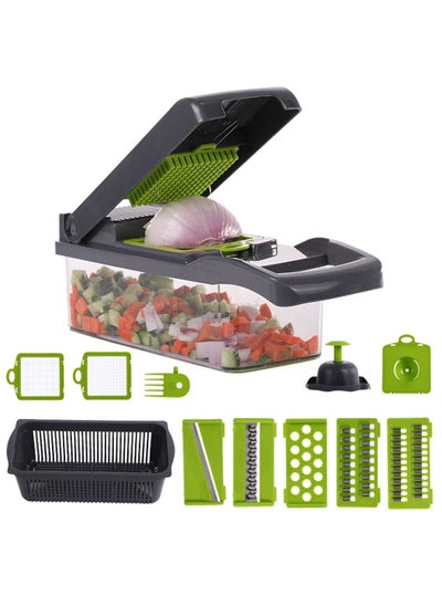 Buy Multifunctional Vegetable Cutter Shredders Slicer With Basket Fruit Potato Chopper Carrot Grater in Saudi Arabia