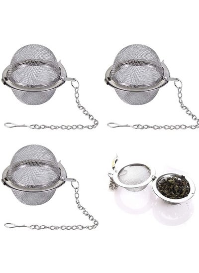 Buy Stainless Steel Tea Ball Mesh Tea Infuser Strainers Premium Tea Filter Tea Interval Diffuser with Extended Chain Hook for Brew Loose Leaf Tea and Spices and Seasonings 3 Pcs in UAE