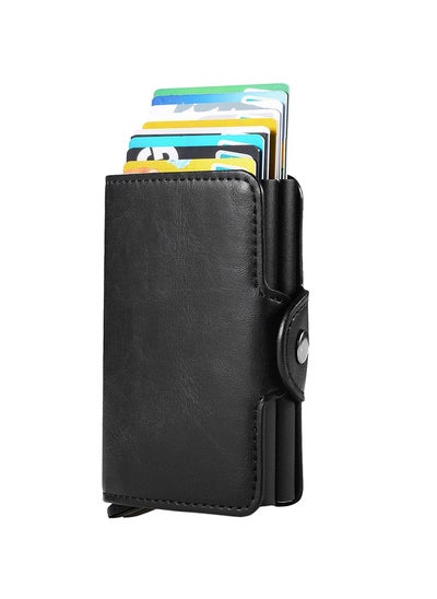 اشتري Wallet for Men Credit Card Holder Automatic Pop Up with RFID Leather Slim Case Front Pocket Anti-theft Travel Thin Wallets Metal Money Organizers في الامارات