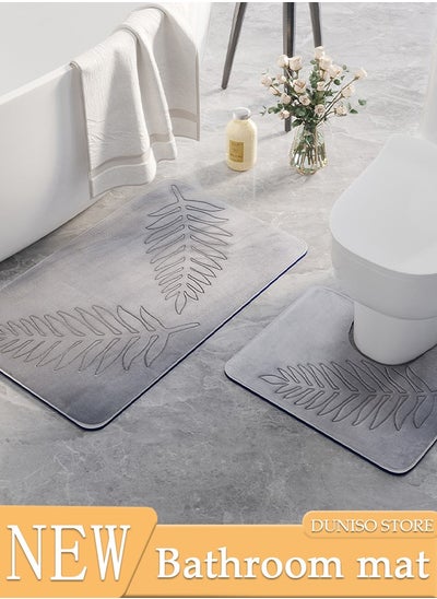 Buy 2 Pieces Bathroom Rugs Mat Super Soft Water Absorbent Microfiber Non-Slip Quick Drying Bath Tub Mat Toilet Rugs Perfect Bathroom Mats for Bathroom Tub and Shower in Saudi Arabia