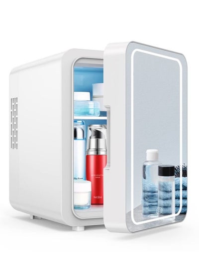 Buy Mini Fridge with Dimmable LED Mirror Cooler and Warmer Mini Fridge for Refrigerating Makeup Skincare and Food for Bedroom Office and Car in Saudi Arabia