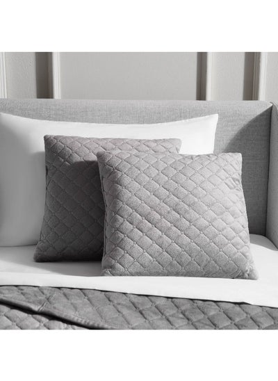 Buy Veronica 2-Piece Velvet Quilted Filled Cushion Set 45X45Cm - Grey in UAE