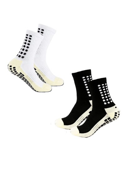اشتري Men's Anti-Slip Grip Soccer Socks Non-Slip Pads for Football, Basketball, Sports - 2 Pairs في الامارات