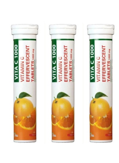 Buy Pack Of 3 Vitamic C Effervescent 1000mg Supplement - 20 Tablets in Saudi Arabia