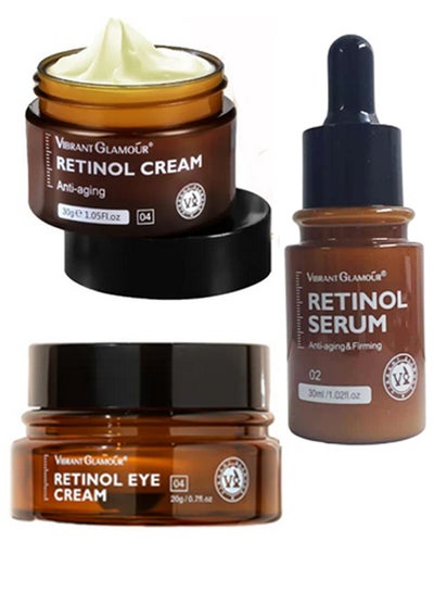 اشتري 3 Piece Retinol Anti Aging Face Cream 30g With Cream Eye 20g And Serum في السعودية