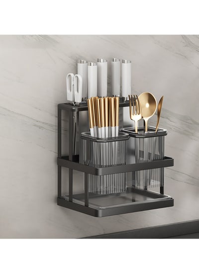 اشتري Cutlery Holder, Metal Flatware Organizer, Spoon Knives Fork holder, Utensils Organizer, Kitchen Organizer for Countertop, Self-Adhesive Wall-Mounted Cutlery Organizer. في الامارات