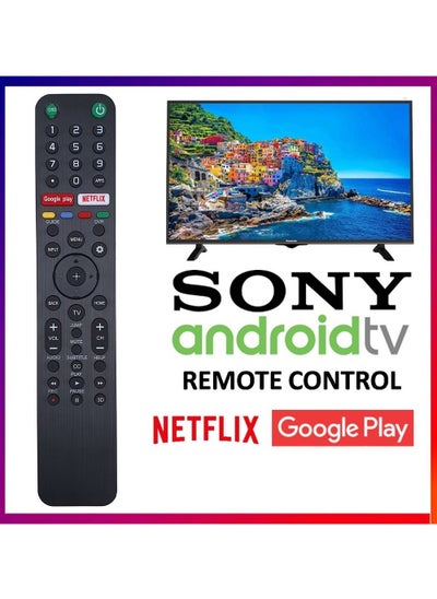 اشتري RMF-TX500U Compatible Remote Control For Sony Bravia LED OLED LCD 4K UHD HDTV HDR Android Smart Tv, With Google Play, Netflix Button (No Voice Command Universal Remote)Black في الامارات