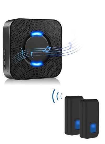 Buy Wireless Doorbell with 2 Remote Push Buttons and 1 Receiver , Waterproof, Dustproof for Office and Home in Saudi Arabia