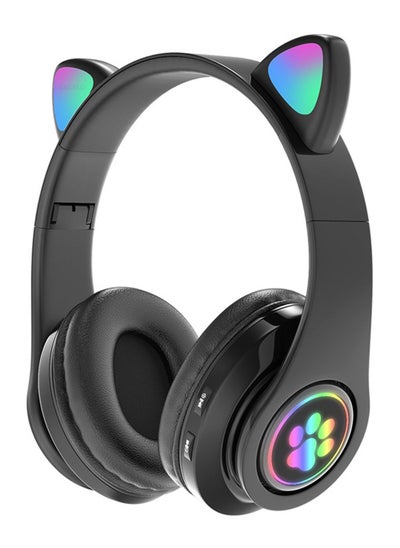 Buy LED Cat Ear Noise Cancelling Bluetooth Wired Headphones Black in Saudi Arabia