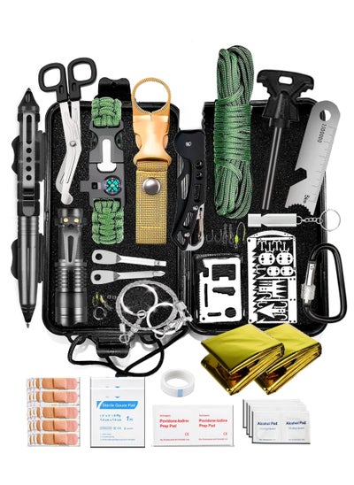 Buy Survival Kit 80pcs, Emergency Survival Gear Kit Survival Tool Emergency Blanket Multi-Tool Axe Shovel First Aid Kit in UAE