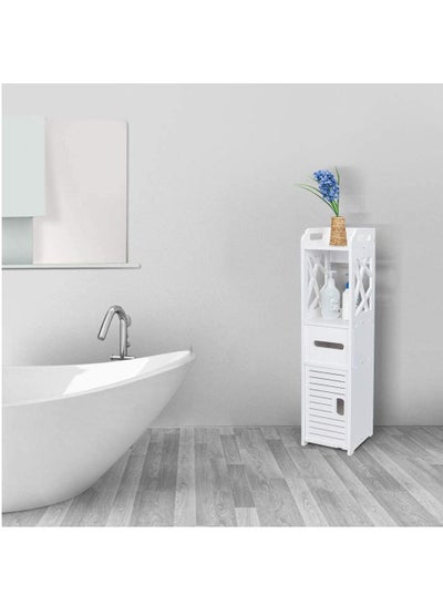 Buy FFD Small Bathroom Rack Toilet Paper Towel Holder Corner Shelf with Door and Shelves Bath Sink Organizer Slim Nightstand Thin Toilet Vanity Cabinet For Bathroom Kitchen Hallway in UAE